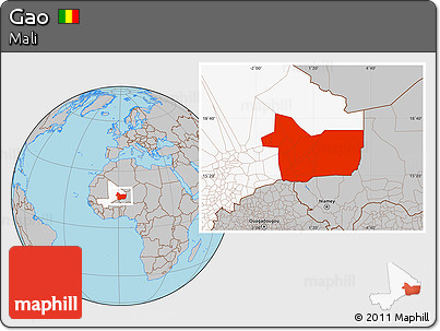 Gray Location Map of Gao, highlighted country