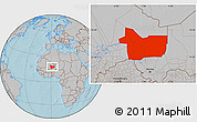 Gray Location Map of Gao, hill shading