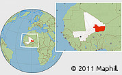Savanna Style Location Map of Gao, highlighted country, within the entire country
