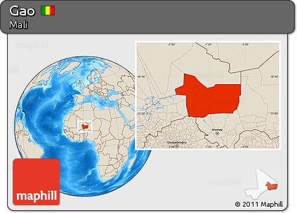 Shaded Relief Location Map of Gao