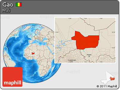 Shaded Relief Location Map of Gao