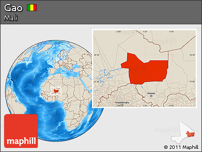 Shaded Relief Location Map of Gao