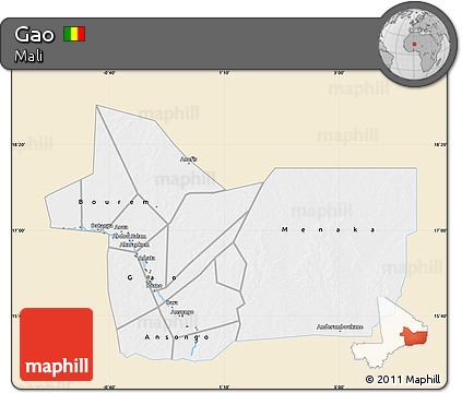 Classic Style Map of Gao, single color outside