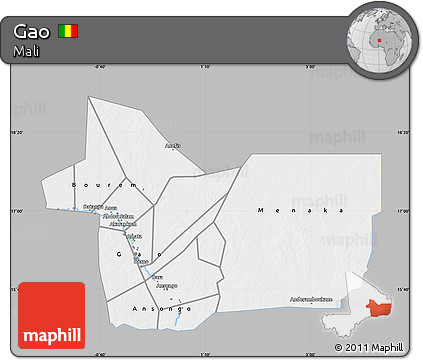 Gray Map of Gao, single color outside