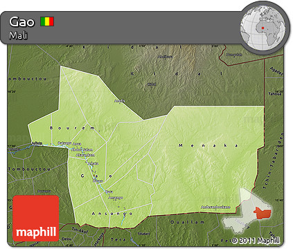 Physical Map of Gao, darken