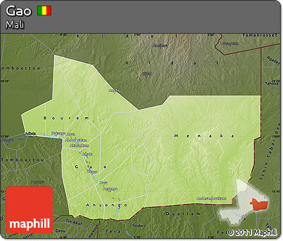 Physical Map of Gao, darken