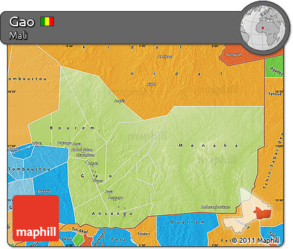 Physical Map of Gao, political outside