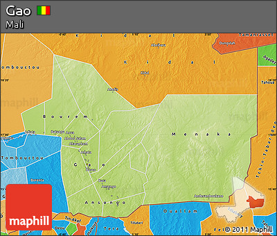 Physical Map of Gao, political outside