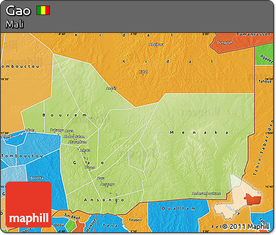 Physical Map of Gao, political outside
