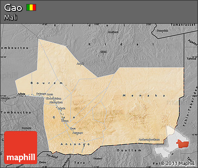 Satellite Map of Gao, darken, desaturated