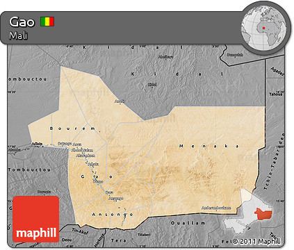 Satellite Map of Gao, darken, desaturated