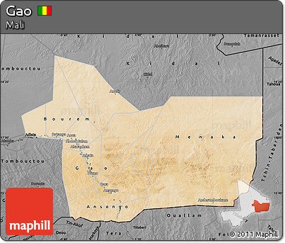 Satellite Map of Gao, darken, desaturated