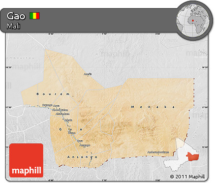 Satellite Map of Gao, lighten, desaturated