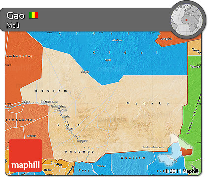 Satellite Map of Gao, political shades outside