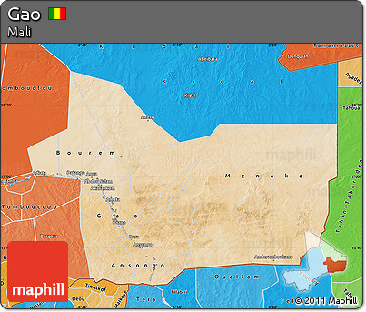 Satellite Map of Gao, political shades outside