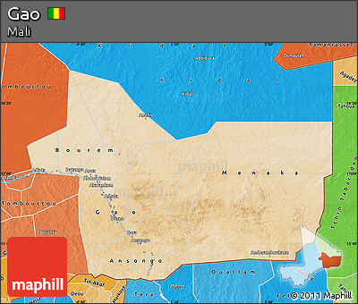 Satellite Map of Gao, political shades outside