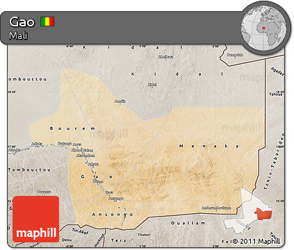 Satellite Map of Gao, semi-desaturated