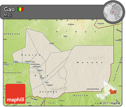 Shaded Relief Map of Gao, physical outside