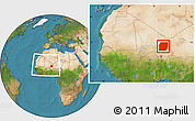 Satellite Location Map of Menaka, within the entire country