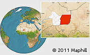 Satellite Location Map of Menaka, highlighted parent region