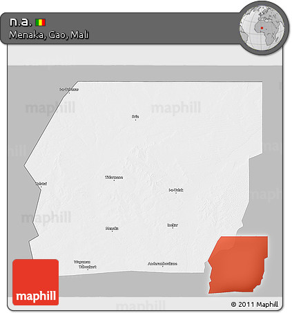 Gray 3D Map of N.a., single color outside
