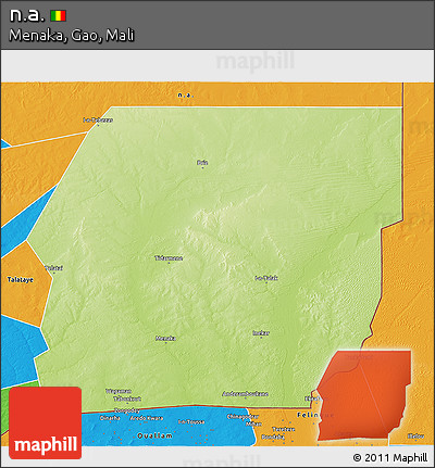 Physical 3D Map of N.a., political outside