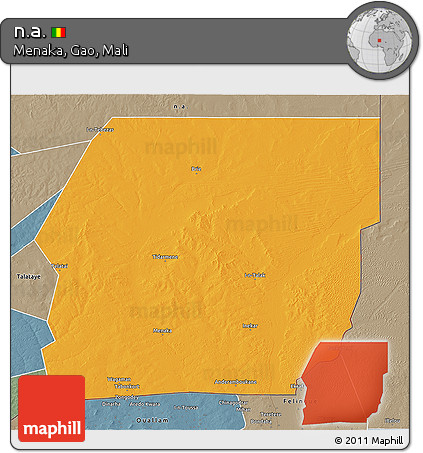 Political 3D Map of N.a., semi-desaturated