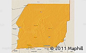 Political 3D Map of n.a., shaded relief outside