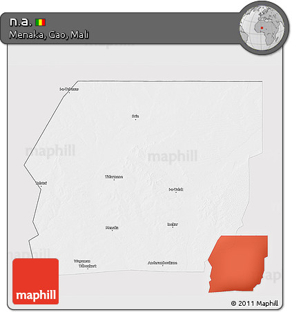 Silver Style 3D Map of N.a., single color outside
