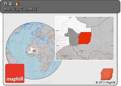 Gray Location Map of N.a., highlighted country, highlighted grandparent region, hill shading