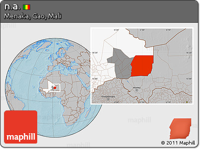 Gray Location Map of N.a., highlighted country, highlighted grandparent region, hill shading
