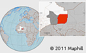Gray Location Map of n.a., highlighted country, highlighted grandparent region, hill shading