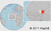 Gray Location Map of n.a., highlighted parent region, highlighted grandparent region, within the entire country, hill shading