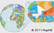 Political Location Map of n.a., highlighted country, highlighted grandparent region, within the entire country