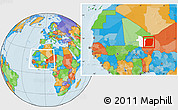 Political Location Map of n.a., highlighted grandparent region, within the entire country