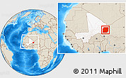 Shaded Relief Location Map of n.a., highlighted country, highlighted parent region, within the entire country