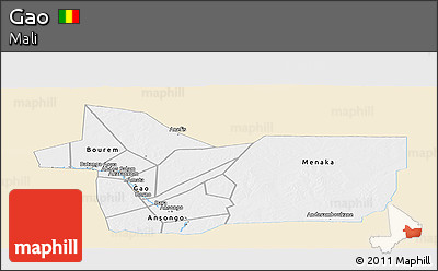 Classic Style Panoramic Map of Gao, single color outside