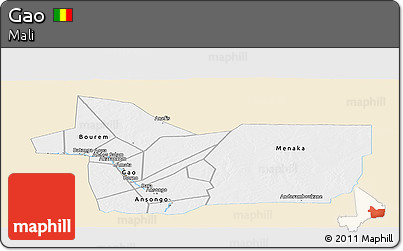 Classic Style Panoramic Map of Gao, single color outside