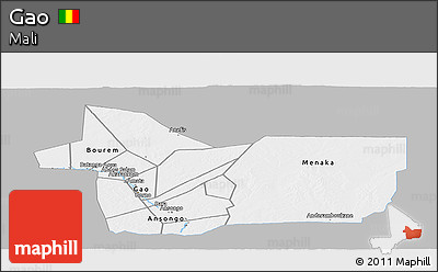 Gray Panoramic Map of Gao, single color outside