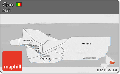 Gray Panoramic Map of Gao, single color outside
