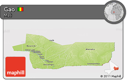 Physical Panoramic Map of Gao, cropped outside