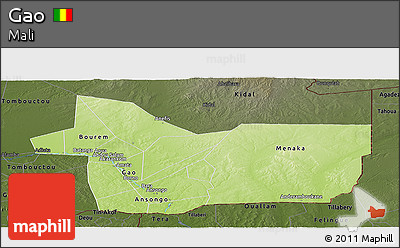 Physical Panoramic Map of Gao, darken