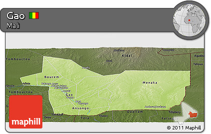 Physical Panoramic Map of Gao, darken