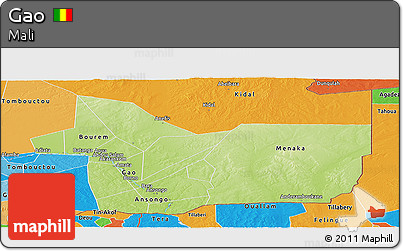 Physical Panoramic Map of Gao, political outside