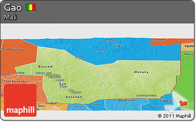Physical Panoramic Map of Gao, political shades outside