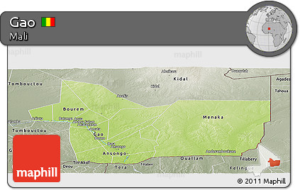 Physical Panoramic Map of Gao, semi-desaturated