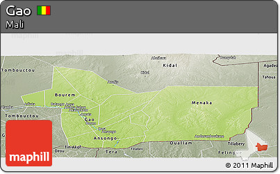 Physical Panoramic Map of Gao, semi-desaturated