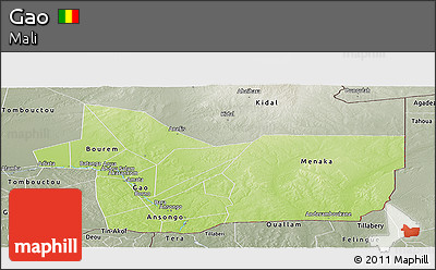 Physical Panoramic Map of Gao, semi-desaturated