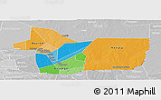 Political Panoramic Map of Gao, lighten, desaturated