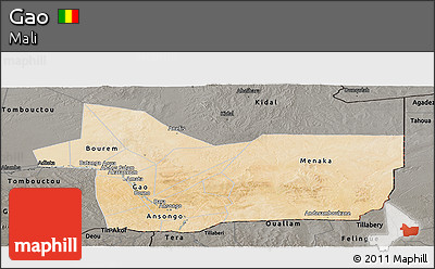 Satellite Panoramic Map of Gao, darken, semi-desaturated